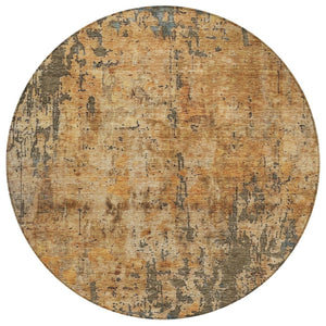 HomeRoots 5' Contemporary Copper and Brown Abstract Indoor Outdoor Area Rug - Durable, Washable, Versatile Design 8' Round 606052