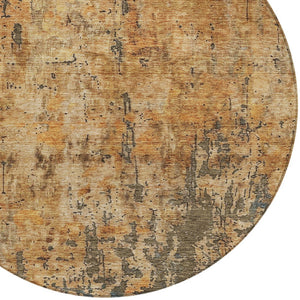 Homeroots 3' Abstract Copper And Brown Washable Indoor Outdoor Rug - Durable, Stylish, Stain Resistant Design 8' Round Polyester 606052