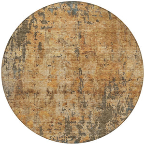 Homeroots 3' Abstract Copper And Brown Washable Indoor Outdoor Rug - Durable, Stylish, Stain Resistant Design 8' Round Polyester 606052