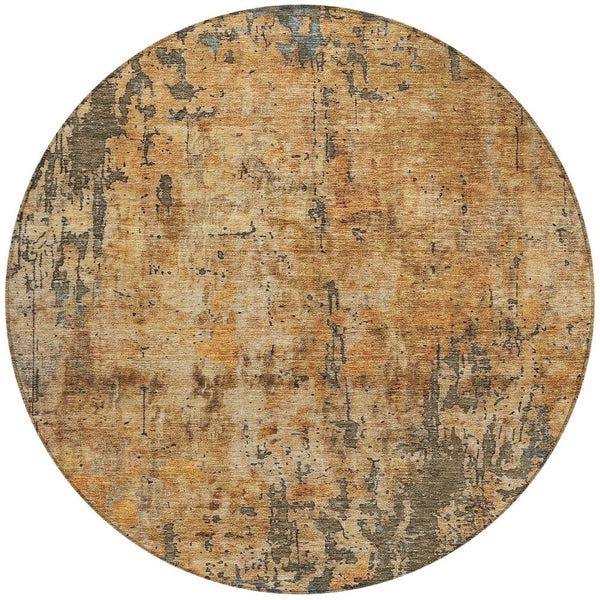 Homeroots 3' Abstract Copper And Brown Washable Indoor Outdoor Rug - Durable, Stylish, Stain Resistant Design 8' Round Polyester 606052