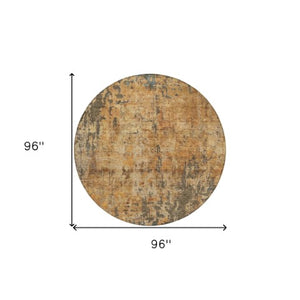 Homeroots 3' Abstract Copper And Brown Washable Indoor Outdoor Rug - Durable, Stylish, Stain Resistant Design 8' Round Polyester 606052