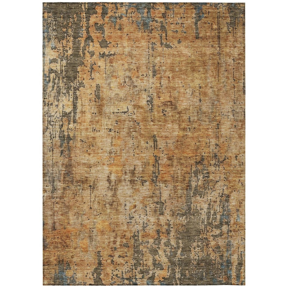 HomeRoots 9' X 12' Copper And Brown Abstract Area Rug – Stylish, Machine Washable, Indoor/Outdoor Durability! 606054