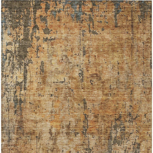 Homeroots 3' Abstract Copper And Brown Washable Indoor Outdoor Rug - Durable, Stylish, Stain Resistant Design 10' X 14' Polyester 606055