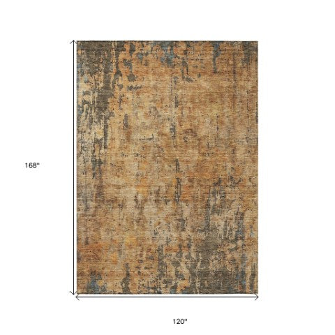 Homeroots 3' Abstract Copper And Brown Washable Indoor Outdoor Rug - Durable, Stylish, Stain Resistant Design 10' X 14' Polyester 606055