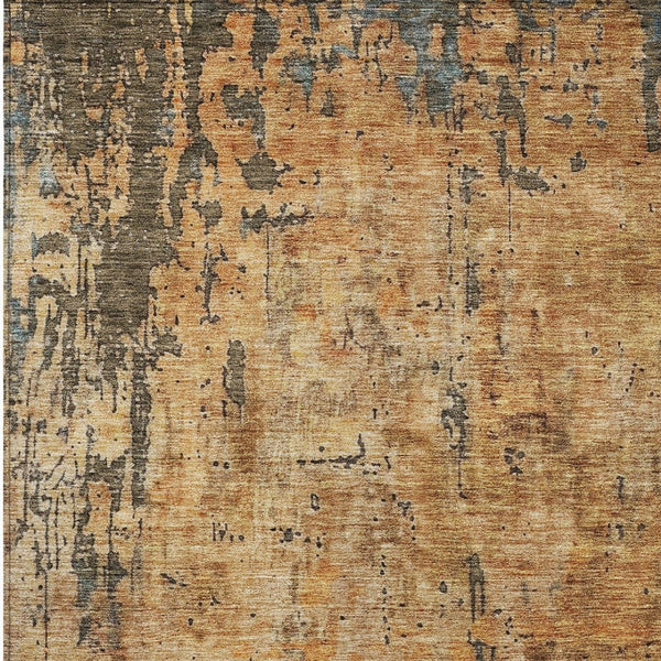 Homeroots 3' Abstract Copper And Brown Washable Indoor Outdoor Rug - Durable, Stylish, Stain Resistant Design 10' X 14' Polyester 606055