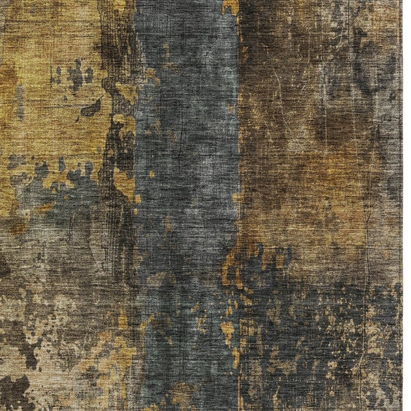 Homeroots 3' Abstract Blue Copper And Brown Washable Area Rug For Indoor And Outdoor Spaces, Stain Resistant 5' X 8' Polyester 606063