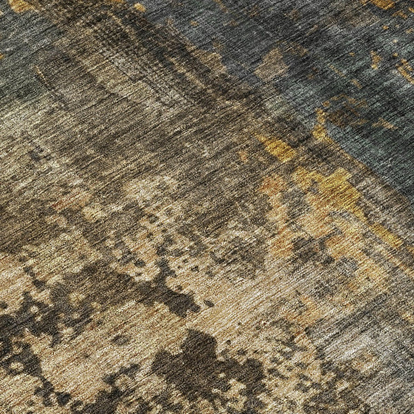 Homeroots 3' Abstract Blue Copper And Brown Washable Area Rug For Indoor And Outdoor Spaces, Stain Resistant 8' Round Polyester 606064