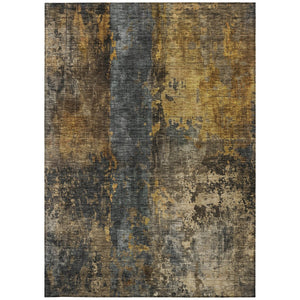 Homeroots 3' Abstract Blue Copper And Brown Washable Area Rug For Indoor And Outdoor Spaces, Stain Resistant 8' X 10' Polyester 606065
