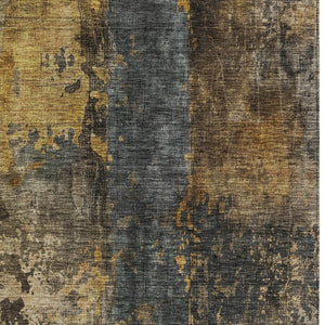 Homeroots 3' Abstract Blue Copper And Brown Washable Area Rug For Indoor And Outdoor Spaces, Stain Resistant 9' X 12' Polyester 606066