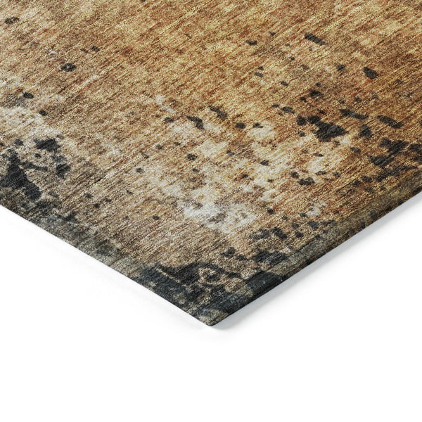 Homeroots 3' Stylish Copper And Black Abstract Washable Area Rug For Indoor And Outdoor Living Spaces 3' X 5' Polyester 606068
