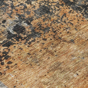 Homeroots 3' Stylish Copper And Black Abstract Washable Area Rug For Indoor And Outdoor Living Spaces 8' Round Polyester 606070