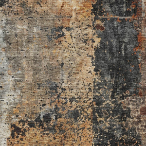 Homeroots 3' Stylish Copper And Black Abstract Washable Area Rug For Indoor And Outdoor Living Spaces 8' X 10' Polyester 606071