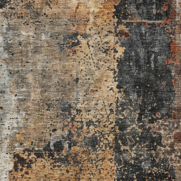 Homeroots 3' Stylish Copper And Black Abstract Washable Area Rug For Indoor And Outdoor Living Spaces 8' X 10' Polyester 606071