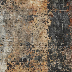 Homeroots 3' Stylish Copper And Black Abstract Washable Area Rug For Indoor And Outdoor Living Spaces 10' X 14' Polyester 606073