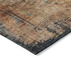 Homeroots 3' Stunning Teal Blue And Copper Abstract Washable Area Rug For Indoor And Outdoor Spaces 8' X 10' Polyester 606077