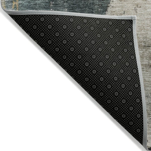 Homeroots 3' Stylish Taupe Blue And Lavender Abstract Washable Indoor-outdoor Area Rug For Any Space 3' X 5' Polyester 606080