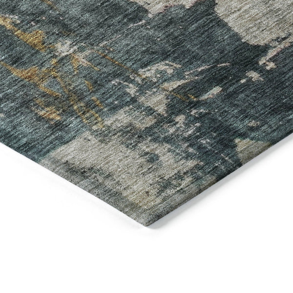 Homeroots 3' Stylish Taupe Blue And Lavender Abstract Washable Indoor-outdoor Area Rug For Any Space 3' X 5' Polyester 606080