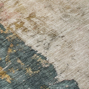 Homeroots 3' Stylish Taupe Blue And Lavender Abstract Washable Indoor-outdoor Area Rug For Any Space 8' Round Polyester 606082