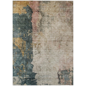 HomeRoots 5' Abstract Washable Area Rug in Taupe, Blue & Lavender - Durable & Stylish for Indoor/Outdoor Use 8' X 10' 606083