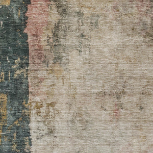 Homeroots 3' Stylish Taupe Blue And Lavender Abstract Washable Indoor-outdoor Area Rug For Any Space 8' X 10' Polyester 606083