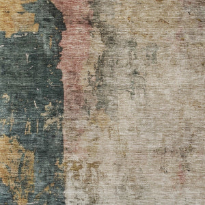 Homeroots 3' Stylish Taupe Blue And Lavender Abstract Washable Indoor-outdoor Area Rug For Any Space 9' X 12' Polyester 606084