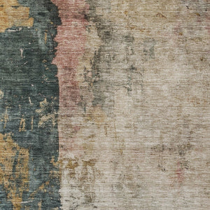 Homeroots 3' Stylish Taupe Blue And Lavender Abstract Washable Indoor-outdoor Area Rug For Any Space 10' X 14' Polyester 606085