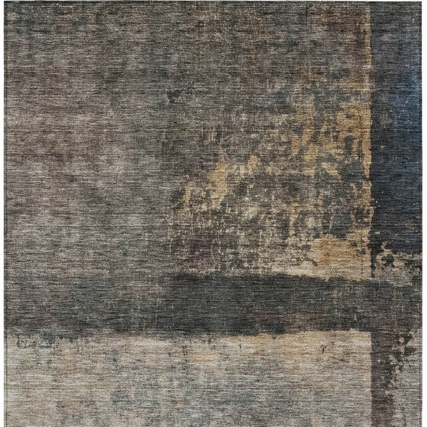 Homeroots 3' Coffee Black And Beige Abstract Washable Area Rug For Stylish Indoor And Outdoor Spaces 3' X 5' Polyester 606086