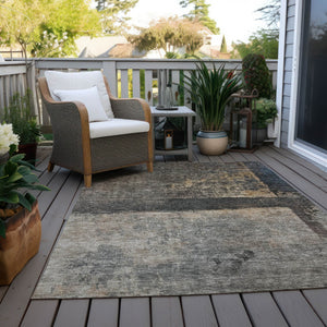 Homeroots 3' Coffee Black And Beige Abstract Washable Area Rug For Stylish Indoor And Outdoor Spaces 3' X 5' Polyester 606086