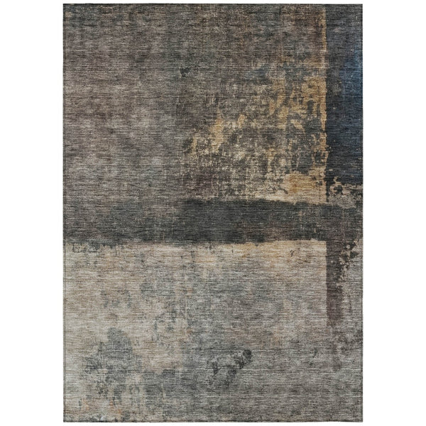 Homeroots 3' Coffee Black And Beige Abstract Washable Area Rug For Stylish Indoor And Outdoor Spaces 3' X 5' Polyester 606086