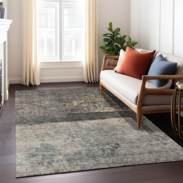 Homeroots 3' Coffee Black And Beige Abstract Washable Area Rug For Stylish Indoor And Outdoor Spaces 3' X 5' Polyester 606086