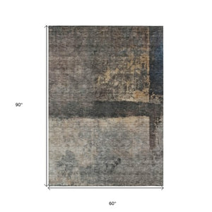 Homeroots 3' Coffee Black And Beige Abstract Washable Area Rug For Stylish Indoor And Outdoor Spaces 5' X 8' Polyester 606087