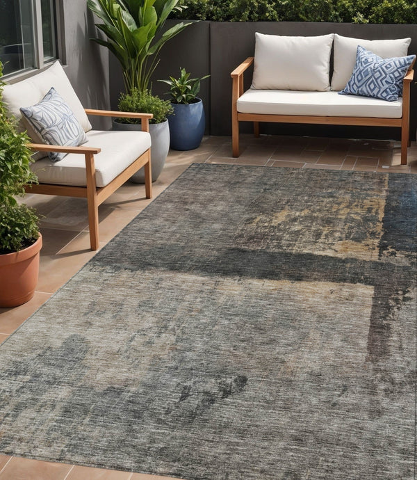 Homeroots 3' Coffee Black And Beige Abstract Washable Area Rug For Stylish Indoor And Outdoor Spaces 5' X 8' Polyester 606087