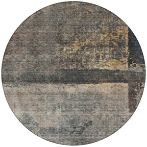 Homeroots 3' Coffee Black And Beige Abstract Washable Area Rug For Stylish Indoor And Outdoor Spaces 8' Round Polyester 606088