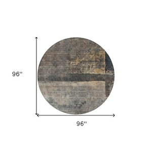 Homeroots 3' Coffee Black And Beige Abstract Washable Area Rug For Stylish Indoor And Outdoor Spaces 8' Round Polyester 606088