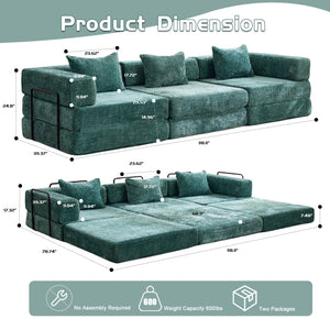 English Elm Compression Sofa - Versatile Chenille Convertible Floor Bed, No Assembly, Perfect For Small Spaces! W3723S00017