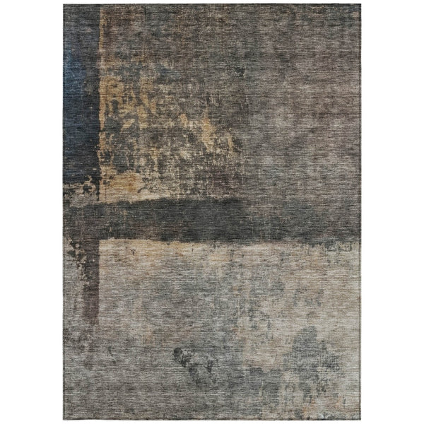 Homeroots 3' Coffee Black And Beige Abstract Washable Area Rug For Stylish Indoor And Outdoor Spaces 9' X 12' Polyester 606090
