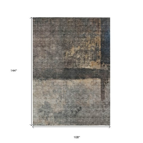 Homeroots 3' Coffee Black And Beige Abstract Washable Area Rug For Stylish Indoor And Outdoor Spaces 9' X 12' Polyester 606090