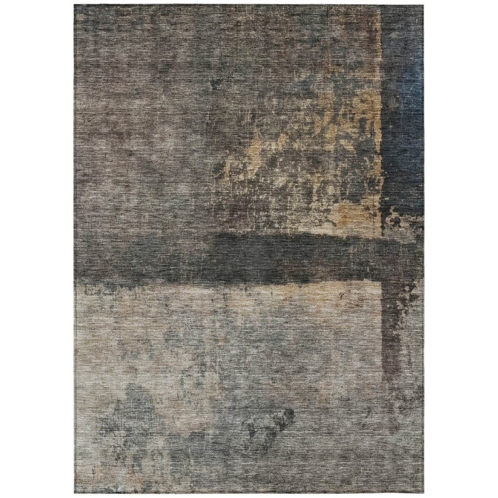 HomeRoots 9' X 12' Washable Abstract Area Rug in Coffee Black & Beige – Durable, Stylish for Indoors & Outdoors 606090
