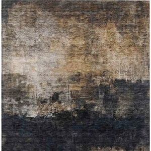 Homeroots 3' Charcoal Tan And Beige Abstract Washable Rug - Stylish Indoor Outdoor Accent For Any Space 3' X 5' Polyester 606092