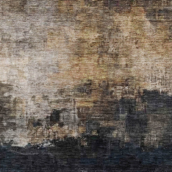 Homeroots 3' Charcoal Tan And Beige Abstract Washable Rug - Stylish Indoor Outdoor Accent For Any Space 3' X 5' Polyester 606092