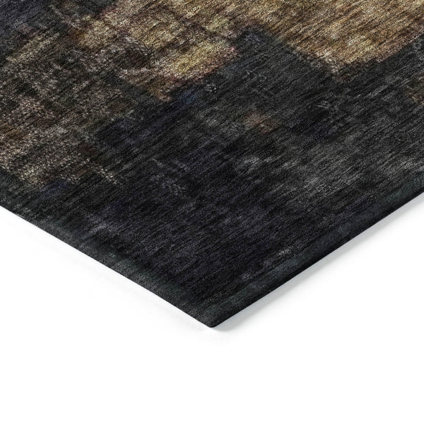 Homeroots 3' Charcoal Tan And Beige Abstract Washable Rug - Stylish Indoor Outdoor Accent For Any Space 9' X 12' Polyester 606096