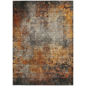 Homeroots 3' Stylish Copper Terra Cotta And Black Abstract Washable Area Rug For Indoor And Outdoor Use 3' X 5' Polyester 606098