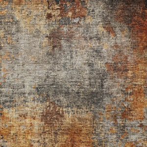 Homeroots 3' Stylish Copper Terra Cotta And Black Abstract Washable Area Rug For Indoor And Outdoor Use 3' X 5' Polyester 606098