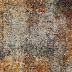 Homeroots 3' Stylish Copper Terra Cotta And Black Abstract Washable Area Rug For Indoor And Outdoor Use 5' X 8' Polyester 606099