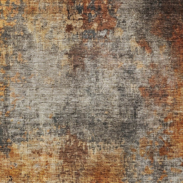 Homeroots 3' Stylish Copper Terra Cotta And Black Abstract Washable Area Rug For Indoor And Outdoor Use 5' X 8' Polyester 606099