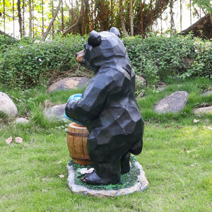 English Elm Outdoor Bear Planter Sculpture Hand Painted Resin Yard Statue for Garden Pathways W5398P455472
