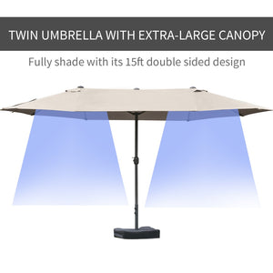 English Elm Outsunny 15' Double-Sided Patio Umbrella With Steel Frame, Easy Crank & Expansive Sun Protection W2225P174247-GIGA