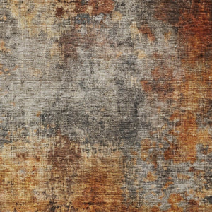 Homeroots 3' Stylish Copper Terra Cotta And Black Abstract Washable Area Rug For Indoor And Outdoor Use 8' X 10' Polyester 606101