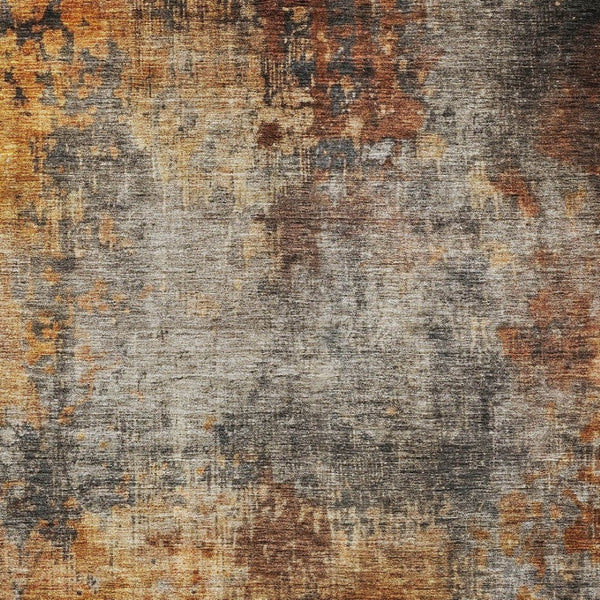 Homeroots 3' Stylish Copper Terra Cotta And Black Abstract Washable Area Rug For Indoor And Outdoor Use 9' X 12' Polyester 606102