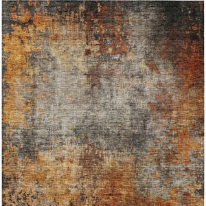 Homeroots 3' Stylish Copper Terra Cotta And Black Abstract Washable Area Rug For Indoor And Outdoor Use 10' X 14' Polyester 606103